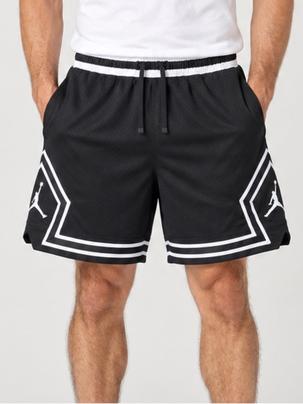Nike men’s air Jordan Dri-FIT Mesh basketball Shorts diamond Black white size XL